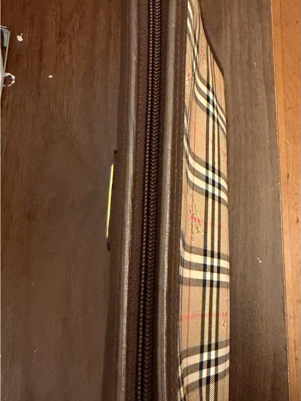 Burberry Tan Check Clutch with Brown Leather Trim - Picture 5 of 8